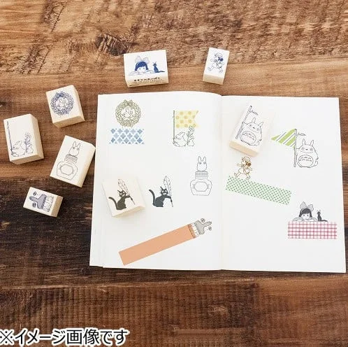 MY NEIGHBOR TOTORO - Blue & white Totoro - Wooden stamps 2x3x4.5cm